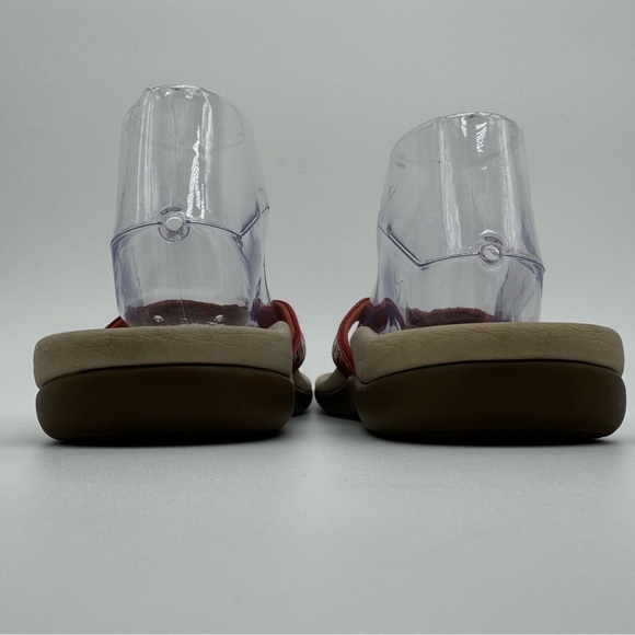 Vionic Tide Red Leather Laser Cut Toe Post Thong Sandal Flip Flop Size 8 - Picture 5 of 13